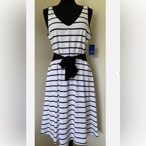 Apt. 9 Black and White Striped Midi Dress